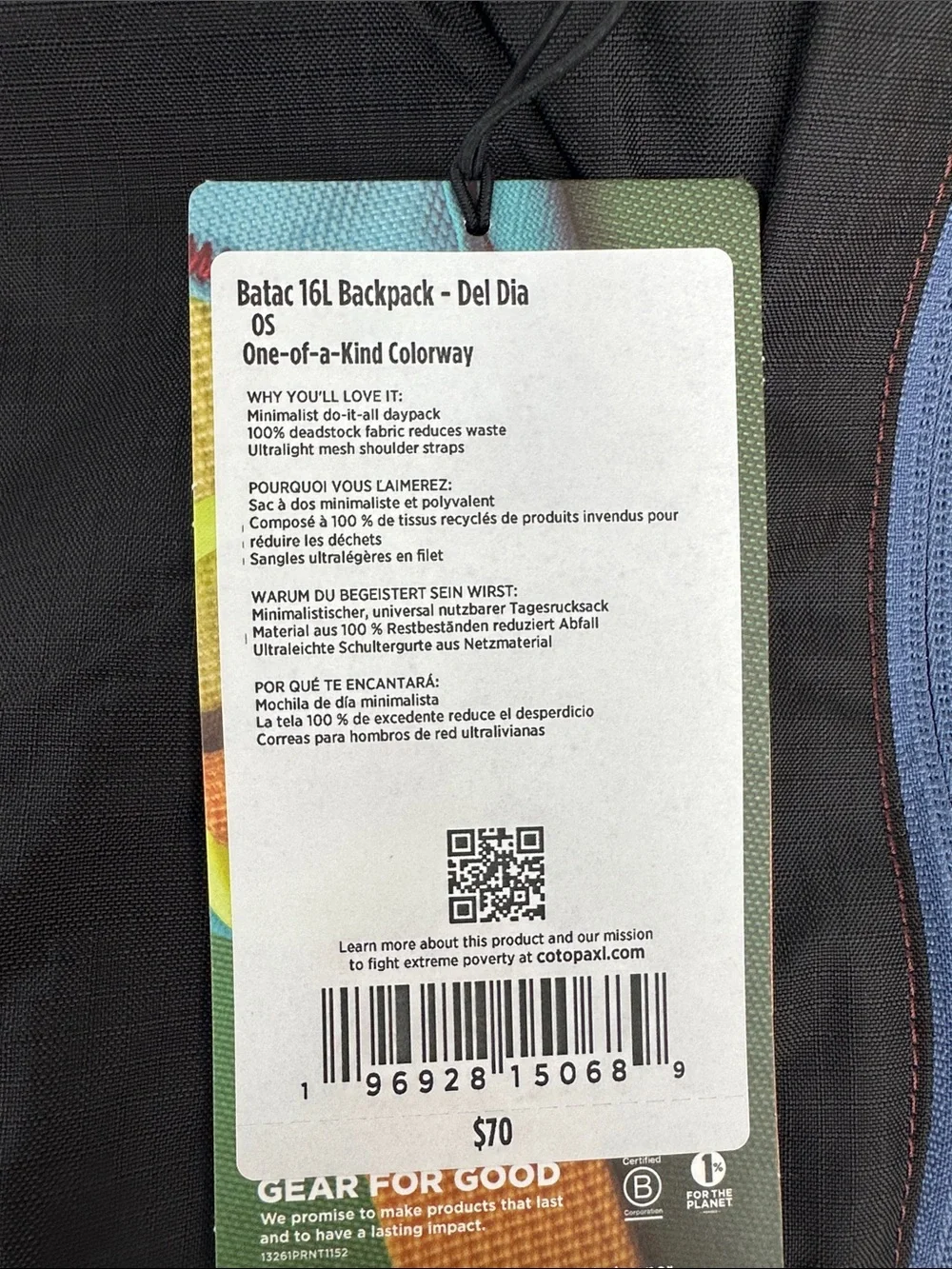 Cotopaxi Batac Del Día 16L Backpack One-of-a-Kind Multicolor Lightweight Daypack